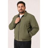 Maisonrae Erkek Açık Haki, Büyük Beden, Dik Yaka, Fermuarlı, Astarlı, Mevsimlik Bomber Ceket - 6XL