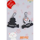 MAJO İSİMLİK BEYAZ KEDİ VE SİYAH BALIK 34MMX35MM
