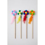 MAJO KEDİ OYUNCAĞI 7 PONPONLU ÇİÇEKLİ TÜYLÜ KEDİ OLTASI 33CM
