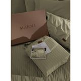 Majoli Opia %100 Pamuk Saten Çizgili Açık Yeşil Çift Kişilik Nevresim Takımı - 200 x 220 cm