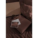 Majoli Opia %100 Pamuk Saten Çizgili Mürdüm Çift Kişilik Nevresim Takımı - 200 x 220 cm