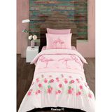 Majoli Tek Kişilik Kapitoneli Nevresim Takımı Flamingo 4 Mevsim Set % 100 Pamuk Ranforce Kumaş - Renkli - 170 x 230 cm