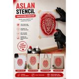 Major Hobi Aslan Desenli Stencil Şablon Boyama, Duvar Sanatı ve Dıy Craft Kalıbı - Beyaz