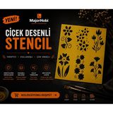 Major Hobi Çiçek Desenli Stencil Şablon Seti Dekoratif Boyama Kalıbı - Sarı