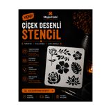 Major Hobi Çiçek ve Yaprak Desenli Stencil Şablon Dekoratif Boyama Kalıbı