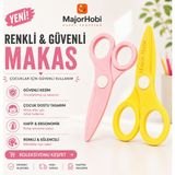 Major Hobi Çocuk Kağıt Makası 2’li Set – Güvenli Uçlu Renkli Makas - Sarı & Pembe