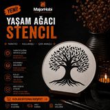 Major Hobi Hayat Ağacı Stencil Şablon Dekoratif Duvar ve Ahşap Boyama Kalıbı - Beyaz