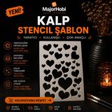 Major Hobi Kalp Desenli Stencil Şablon Dekoratif Boyama ve Hobi Kalıbı - Beyaz