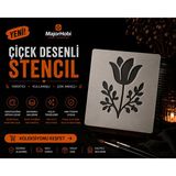 Major Hobi Lale Desenli Stencil Şablon Dekoratif Duvar ve Ahşap Boyama Kalıbı - Beyaz
