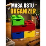 Major Hobi LEGO Görünümlü Masaüstü Organizer Çekmeceli 3D Baskı Kalemlik ve Düzenleyici Set