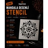 Major Hobi Mandala Çiçek Stencil Şablon Dekoratif Duvar ve Ahşap Boyama Kalıbı - Beyaz