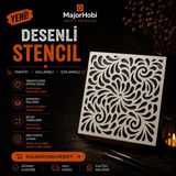 Major Hobi Soyut Mandala Stencil Şablon Dekoratif Duvar ve Mobilya Boyama Kalıbı - Beyaz