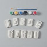Major Hobi Taş Tozu Harf Boyama Seti 3x4 cm 6 Renk Boya + Fırça El Yapımı - Beyaz