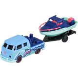 Majorette Volkswagen Römorklu Oyuncak Araba Volkswagen T1 Mavi - Siyah - Beyaz