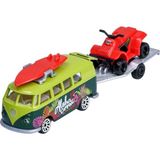 Majorette Volkswagen Römorklu Oyuncak Araba Volkswagen T1 Yeşil - Siyah - Beyaz