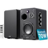 Majority Aktif Amplifiye Hoparlör, 70 W Bluetooth 5.3 PC Hoparlörü (Siyah) | D70X Çift Koniler Karbon Fiber Hoparlör Kütüphaneleri | HDMI Arklı Monitör Stüdyosu Hoparlör