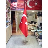 Makam Türk Bayrağı + Krom Makam Direği (Takım) 245cm