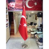 Makam Türk Bayrağı + Krom Makam Direği (Takım)