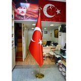 Makam Türk Bayrağı + Pirinç Makam Direği -Flama Takımı