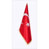 Makam Türk Bayrağı Telalı Saten (Sarı Simli) 100X150cm.