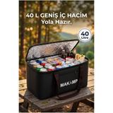 MAKAMP 40 L Termal Kamp ve Piknik Yemek Taşıma Çantası Soğutucu Buzluk Çanta Siyah