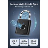 MAKAMP Parmak İzi Kilit – Şarjlı Akıllı Asma Kilit, USB’li Güvenlik Kilidi