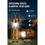 MAKAMP Şarjlı Nostaljik LED Gold Kamp Feneri USB Şarjlı, Çok Modlu, Taşınabilir, Kamp ve Dekoratif Aydınlatma