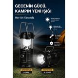 MAKAMP Şarjlı Nostaljik LED Siyah Kamp Feneri USB Şarjlı, Çok Modlu, Taşınabilir, Kamp ve Dekoratif Aydınlatma