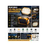 MAKAMP Solar Şarjlı LED Projektör – Taşınabilir, Güçlü Işık, Powerbank Özellikli