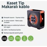 Makaralı Cca Uzatma Kablosu 40 Metre 3x2.5 mm 4 Prizli Termal Sigortalı Plastik Seyyar Kaset Tipi - Turuncu