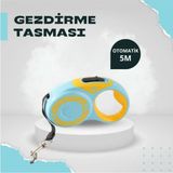 Makaralı Otomatik 5 Metre Geri Çekilebilen Kedi Köpek Gezdirme Tasması - Sarı - Mavi
