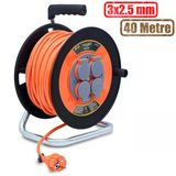 Makaralı Seyyar Kablo Kapaklı 4 Prizli Plastik Uzatma Kablosu 3X2.5 Mm Cca Kablo 40 Metre