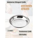 Makarna Süzgeci 33 Cm Paslanmaz Çelik Süzgeç İnce