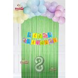 Makaron Balon Zinciri Seti Fon Perdeli Bannerlı Doğum Günü Parti Seti Süsü, 155412533991