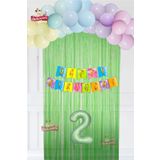 Makaron Balon Zinciri Seti Fon Perdeli Bannerlı Doğum Günü Parti Seti Süsü, 155412533997