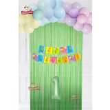 Makaron Balon Zinciri Seti Fon Perdeli Bannerlı Doğum Günü Parti Seti Süsü, 155412533998
