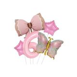 Makaron Fiyonk Kelebek Folyo Yaş Balon Set, 6
