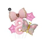 Makaron Fiyonk Kelebek Folyo Yaş Balon Set, 8