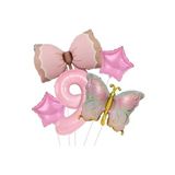 Makaron Fiyonk Kelebek Folyo Yaş Balon Set, 9