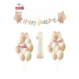 Makaron Happy Kalioğrafili Krem Yaşlı Retro Renk Doğum Günü Balon Set Süsü, 777441114470