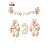 Makaron Happy Kalioğrafili Krem Yaşlı Retro Renk Doğum Günü Balon Set Süsü, 777441114472