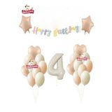 Makaron Happy Kalioğrafili Krem Yaşlı Retro Renk Doğum Günü Balon Set Süsü, 777441114473