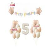 Makaron Happy Kalioğrafili Krem Yaşlı Retro Renk Doğum Günü Balon Set Süsü, 777441114474