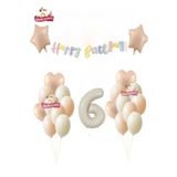 Makaron Happy Kalioğrafili Krem Yaşlı Retro Renk Doğum Günü Balon Set Süsü, 777441114475