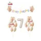 Makaron Happy Kalioğrafili Krem Yaşlı Retro Renk Doğum Günü Balon Set Süsü, 777441114476
