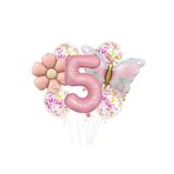 Makaron Kelebek Folyo Papatya Yaş Balon Set, 5