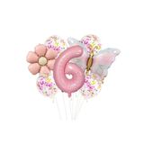 Makaron Kelebek Folyo Papatya Yaş Balon Set, 6