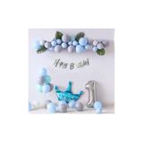 Makaron Mav Gri Prens Taç Folyolu Balon Set