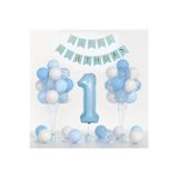 Makaron Mavi Beyaz Balon Zincir Set
