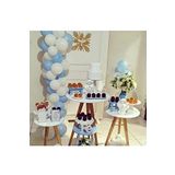Makaron Mavi Pastel Beyaz Balon Zinciri 50 Adet